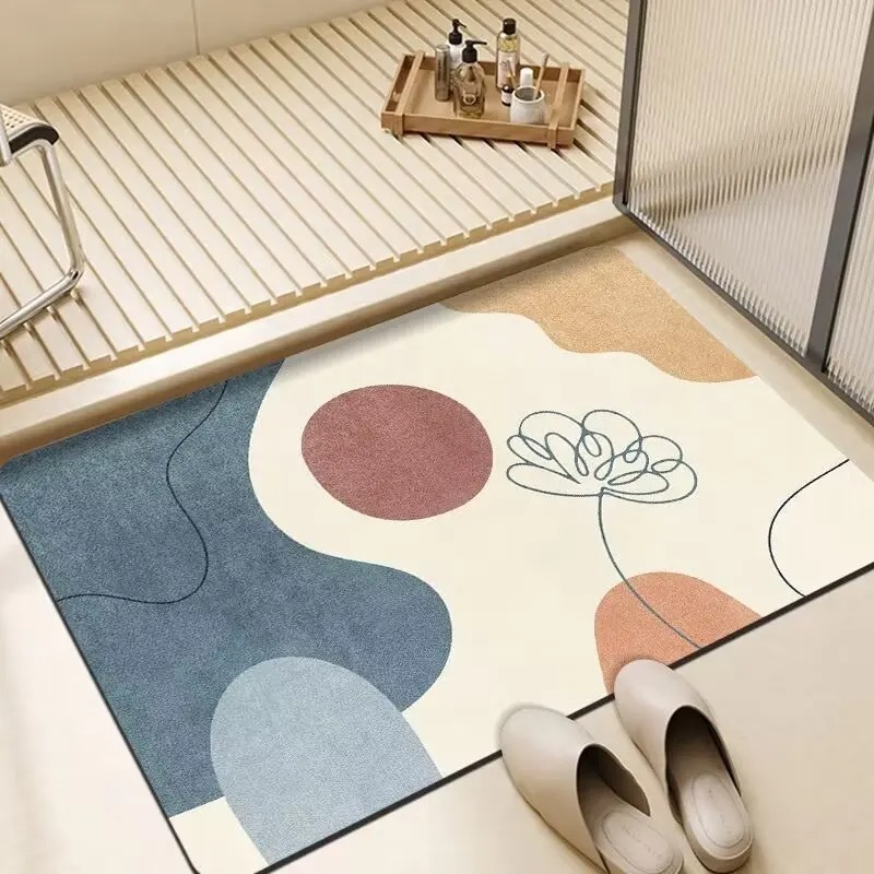 Simple Illustration Pattern Door Front Mat Decoration Home Bathroom Floor Mat: 45x70cm / green