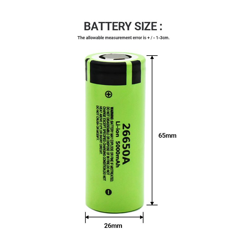 100%  originale 26650 batterier 5000 mah 3.7v 50a lithium ion oppladbare batterier for 26650a led lommelykter+lader