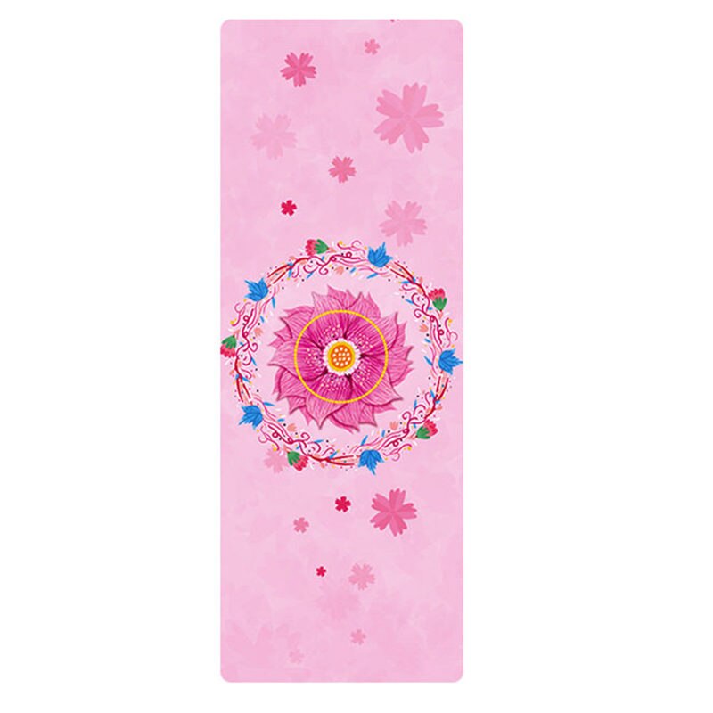 Bedruckte yogamatte aus naturkautschuk-wildleder, 183*68*1.5mm rutschfeste, umweltfreundliche übungsmatten für pilates, tanz, fitness und yoga: Roter lotus