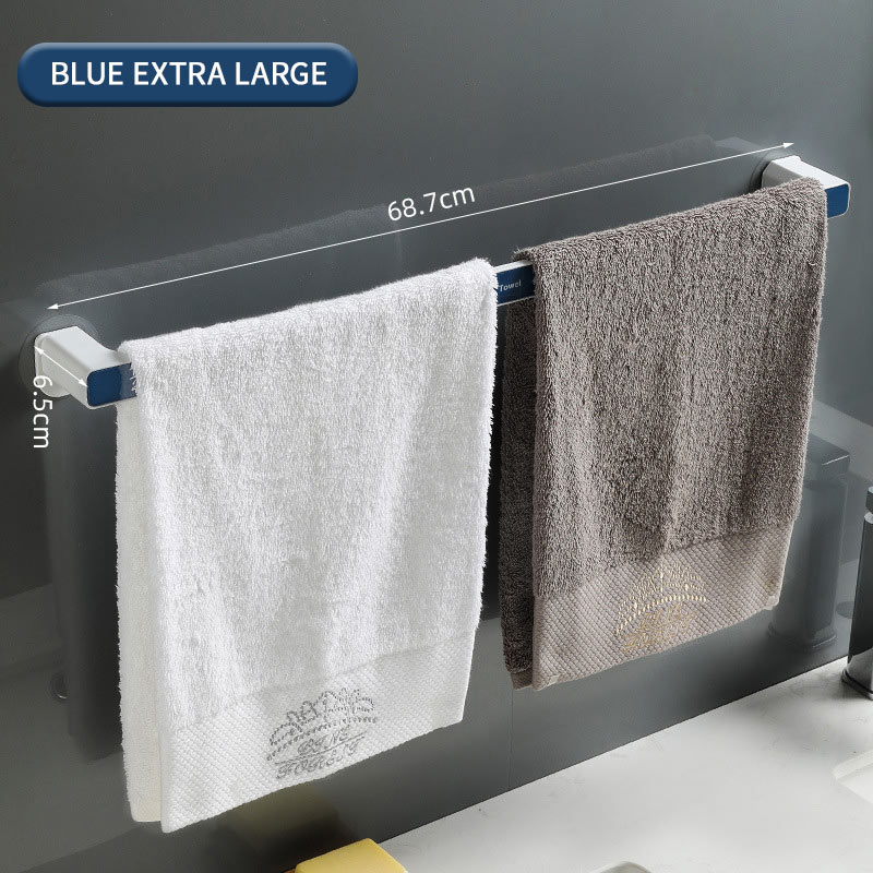 Colgador de toalla montado en la pared, organizador de baño, estante de barra de toalla, gancho de baño, toallitas de cocina, soporte de toalla adhesiva: Blue Extra Large