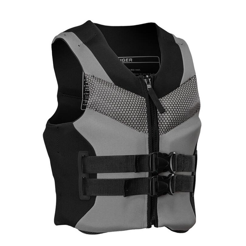 Adult life jacket swimming equipment survival boat fishing buoyancy vest portable buoyancy cotton swimming vest: gray / XXL