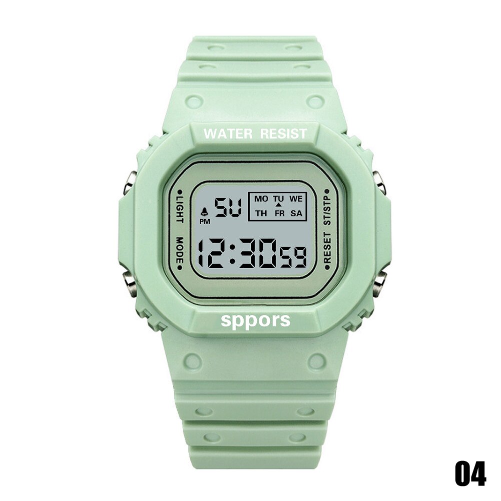 Reloj cuadrado informal para hombre y mujer, relojes deportivos digitales coloridos, para enamorados, Reloj de pulsera para niño y mujer: green