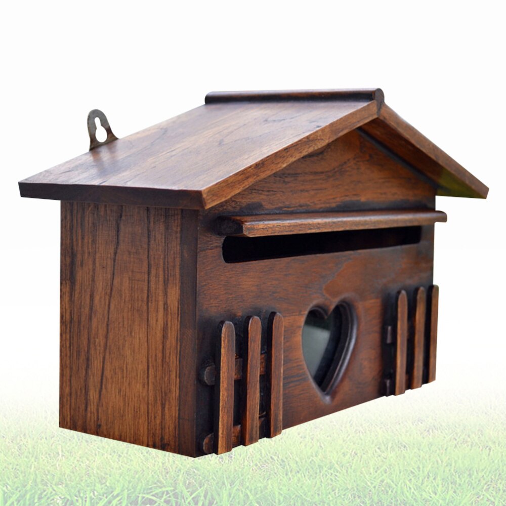1PC Wooden Mailbox Outddor Post Box Rainproof Suggestion Box Letter Box for Home Company: Default Title