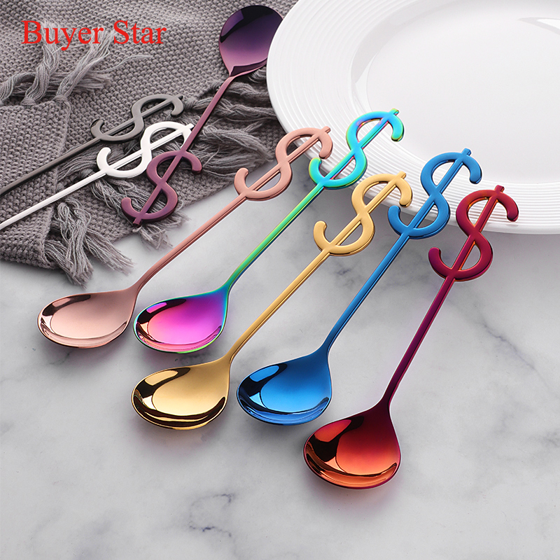 USD handle stainless steel dinner spoon 4pcs/se Flatware metal kitchen table top ware dessert salad soup Serving spoons