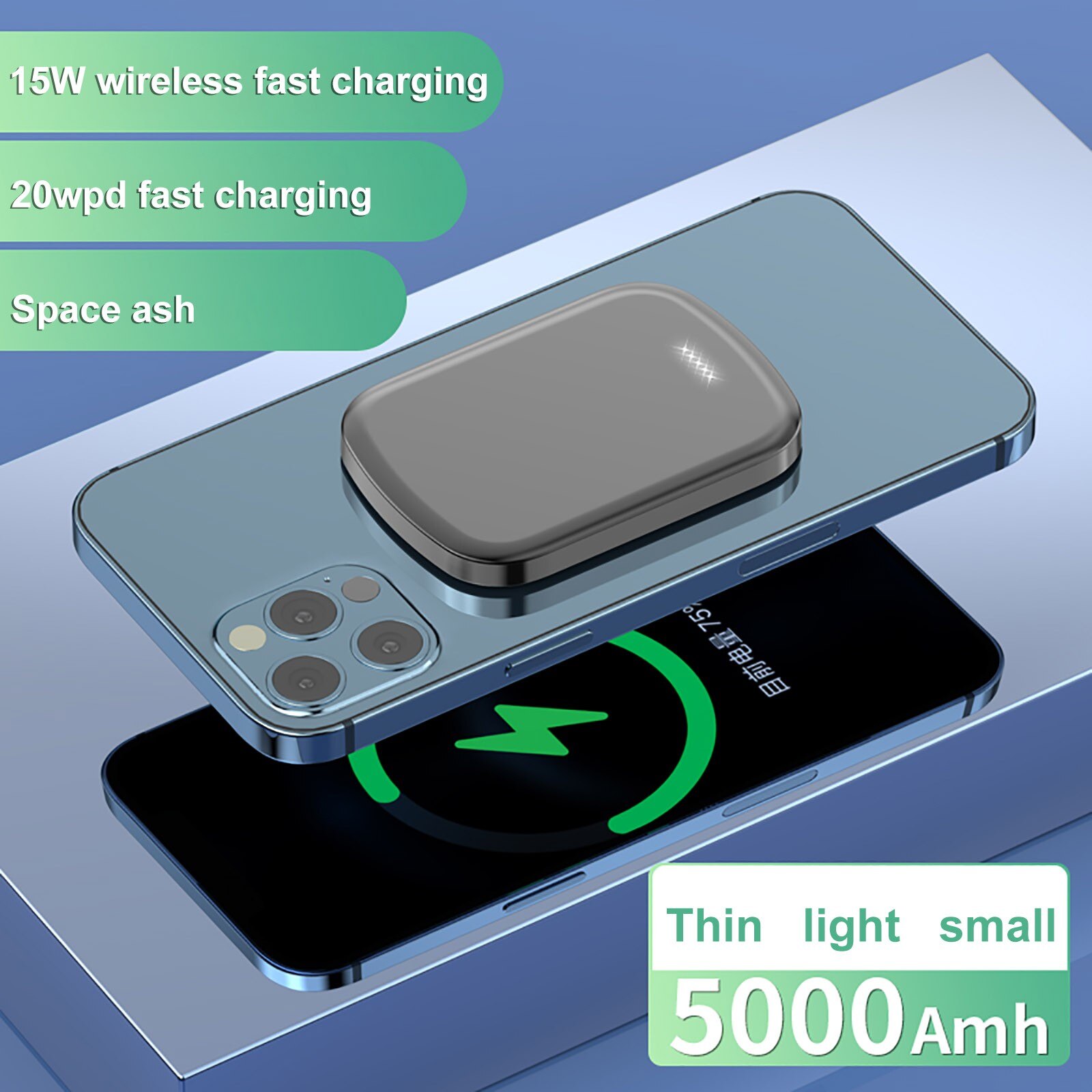 Magnetic Wireless Power Bank For IPhone13/13pro/13mini 15W Wireless Charging For iphone 13 pro Max 5000mah External Battery