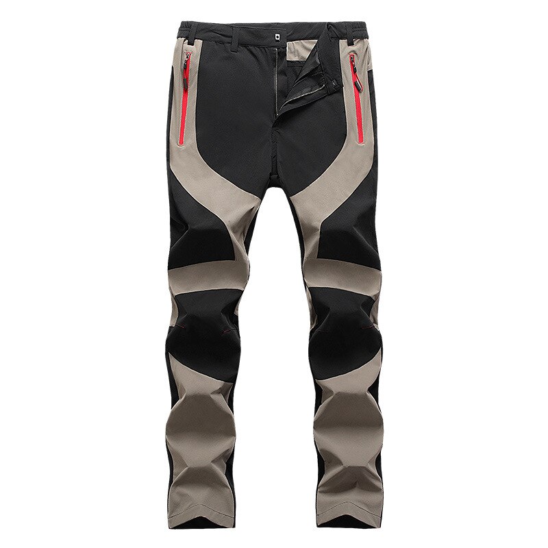 Facecozy Men's Outdoor Trekking Pants Quick Dry Hiking Camping Fishing Climbing Elastic Sports Trousers Male Waterproof Pants: Khaki / XL