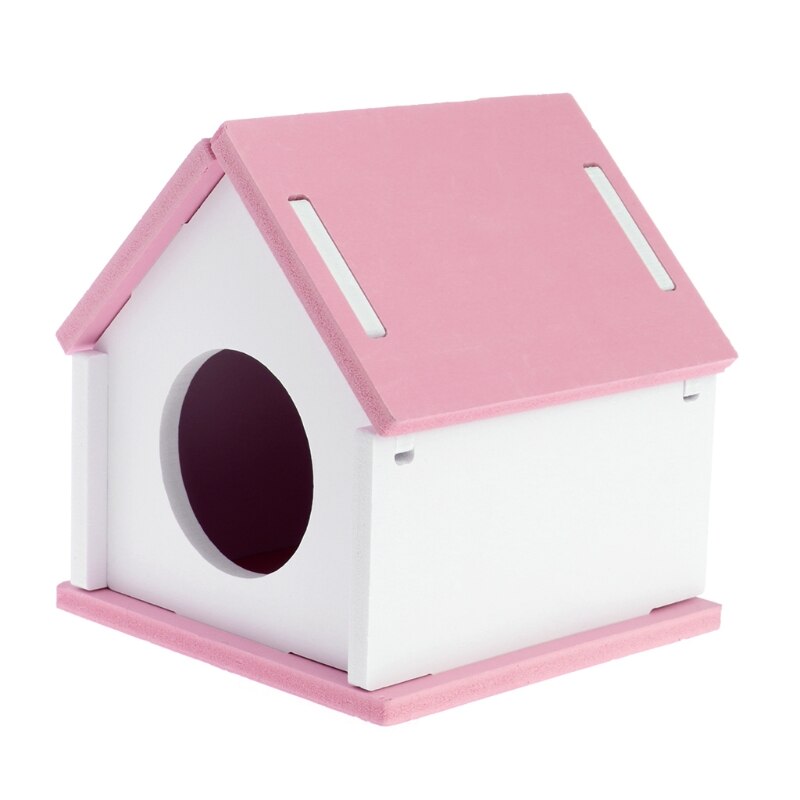 Hamster House Cage Wood Bed Small Animal Pet Guinea Pig Squirrel Gerbil Nest Toy: Pink