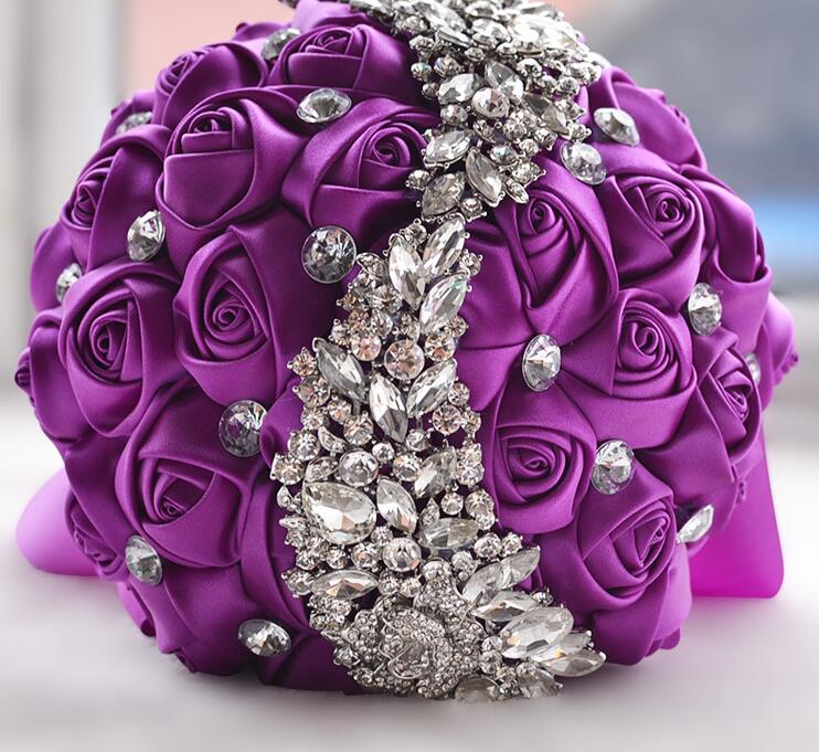 Rose Goud Rose Bruiloft Bloemen Bruidsboeketten Sparkly Luxe Diamond Crystal Voor Bruid Ramos De Novia