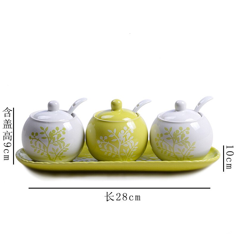 Keuken benodigdheden keramische kruiden pot set saus azijn kruiden doos lade pot zout shaker combinatie laden: A03