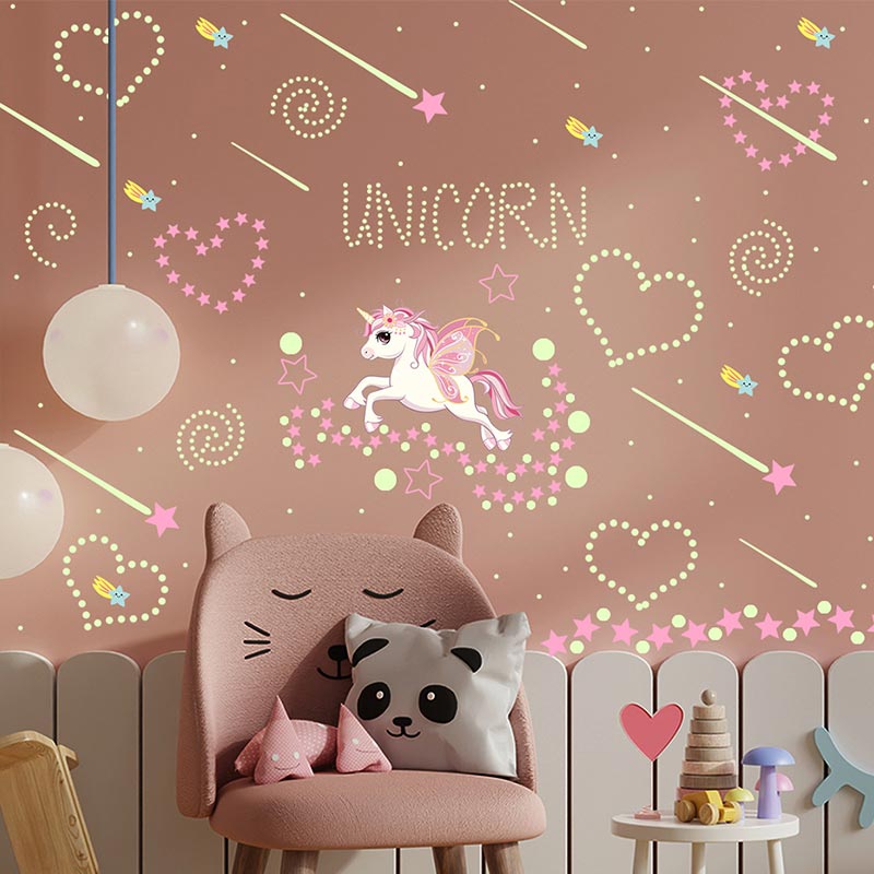 Cartoon Luminous Wall Stickers Home Decoration Wallpaper Kawaii Room Decor Posters Glow In The Dark DIY Decals For Kids Rooms