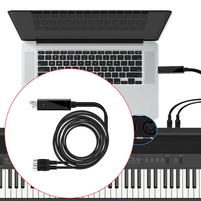 2m Keyboard Recording Editing Cable Electric Piano Converter Cable USB to Midi