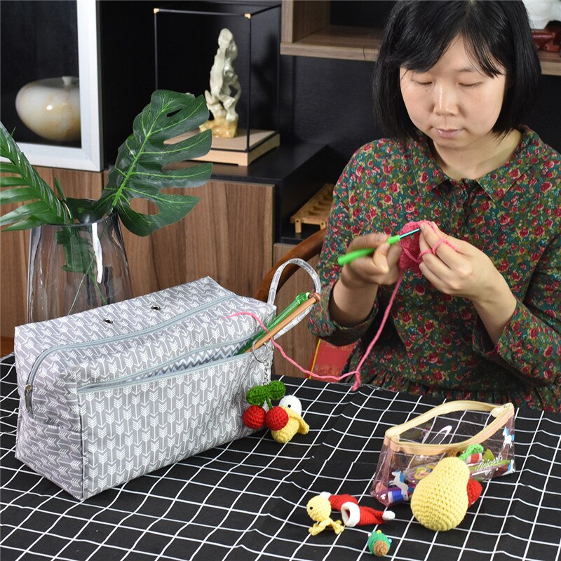 2 størrelser garn oppbevaring organisator bag diy syning hekling strikking oppbevaringspose ull garn baller holder pose sy forsyninger lagring