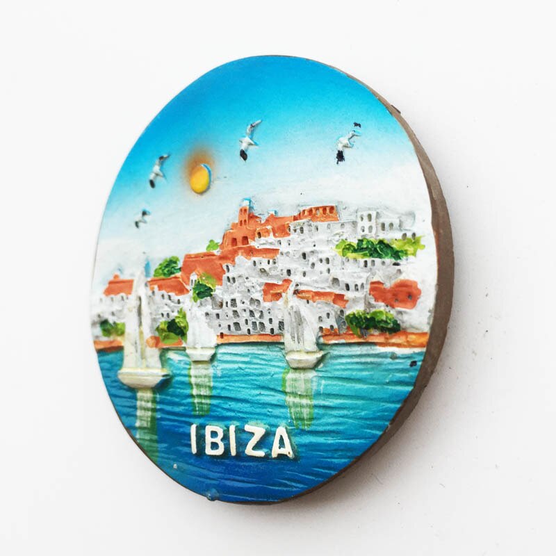 QIQIPP Spanish island of Ibiza sea-view tourist souvenirs hand-painted magnetic refrigerator paste tourist souvenirs