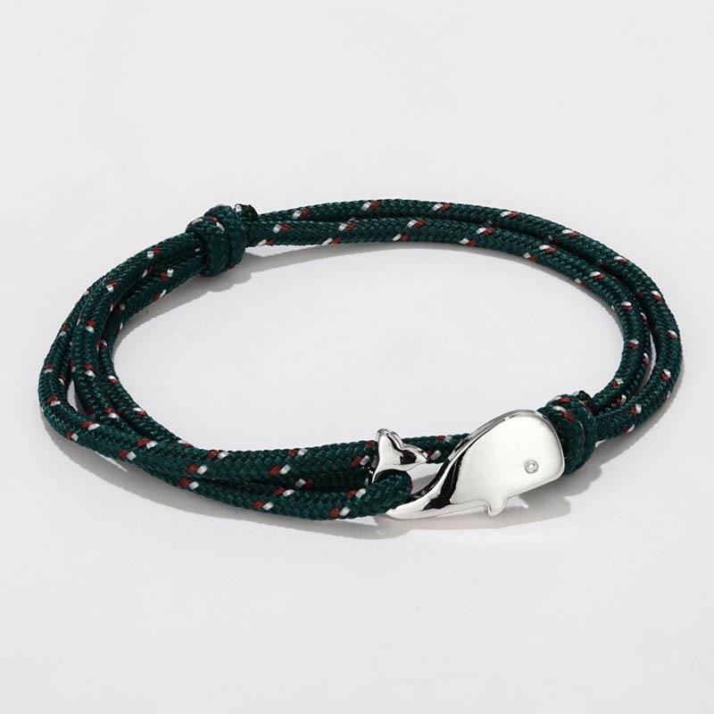 Bracelet ancre Style marin pour hommes et femmes, 1 pièce, corde de Parachute de Camping, queue de baleine, crochets métalliques: Dark Green