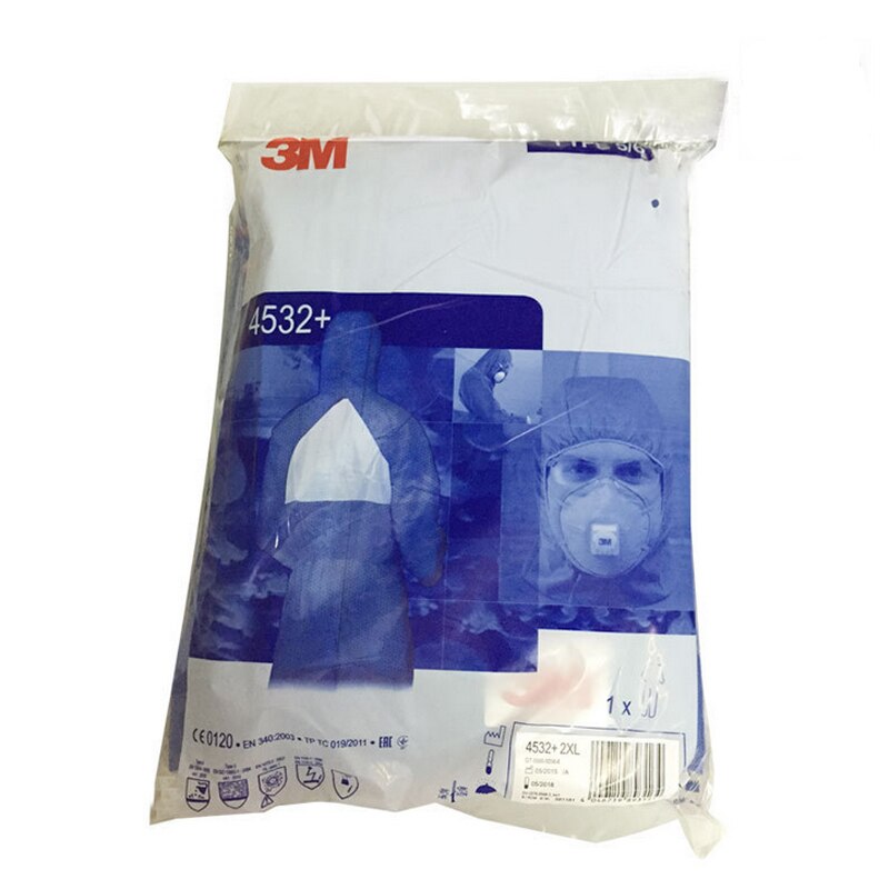 3M 4532 Beschermende Overall Cleanroom Kleding Anti Statische Anti Chemische Vloeistof Splash Stralingsbescherming Effectieve Deeltjes