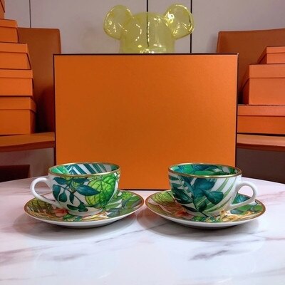 Elegancki styl catering kubek z porcelany kostnej multi-style prosta ceramiczna filiżanka do kawy i spodek danie z wzorem zestaw 2 zestaw z pudełkiem