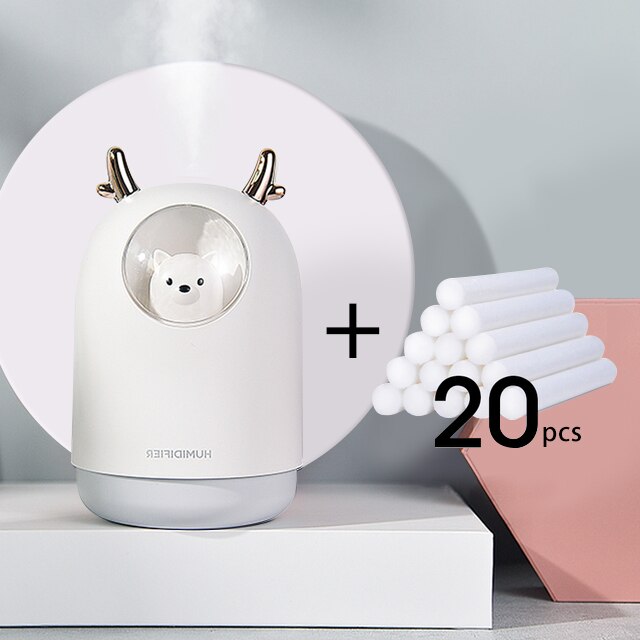 Electric Humidifier Aroma Air Diffuser Ultrasonic Air Humidifier Diffuser Cool Mist Maker For Home Essential Oil USB 300ml: white-20
