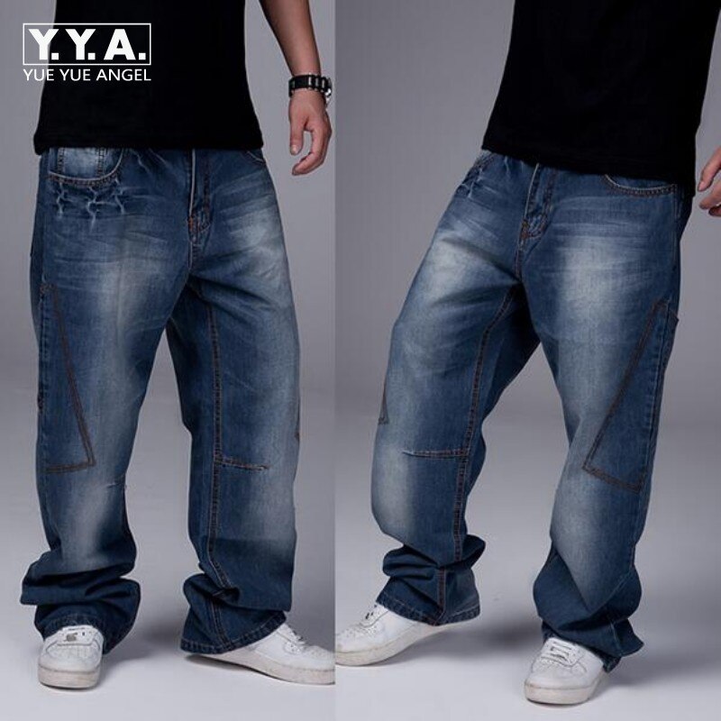 Mannen Jeans Brede Been Denim Broek Losse Rechte Baggy Heren