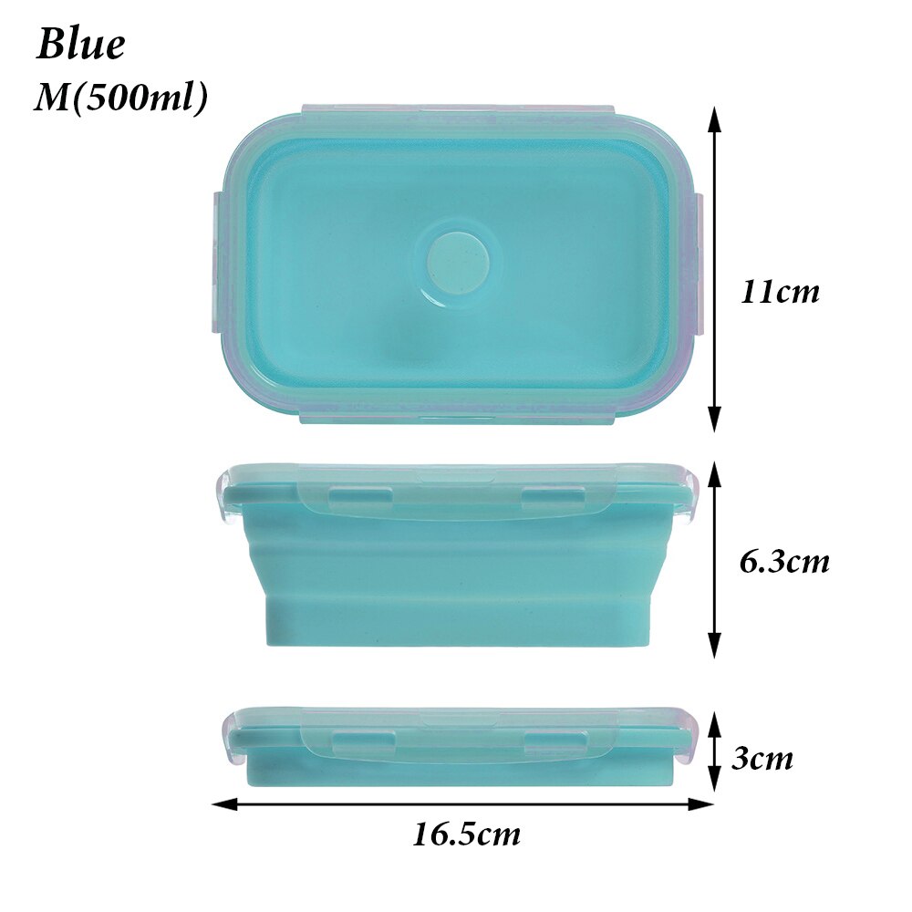 Silicone Folding Lunch Box Rectangle Portable Bowl Food Container Kitchen Picnic Box Eco-Friendly Collapsible Storage Tableware: 2