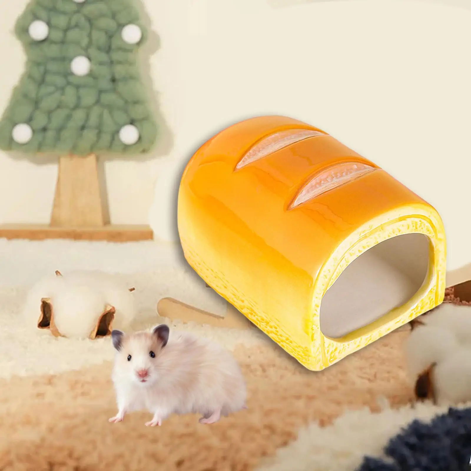 Hamster Kooi Huisdier Nestelen Mini Hutten Leuke Koeling Bed Zomer Schuilplaats Nest Hamster Huis voor Hamster Eekhoorn Egel Kleine Huisdier: Dark Khaki