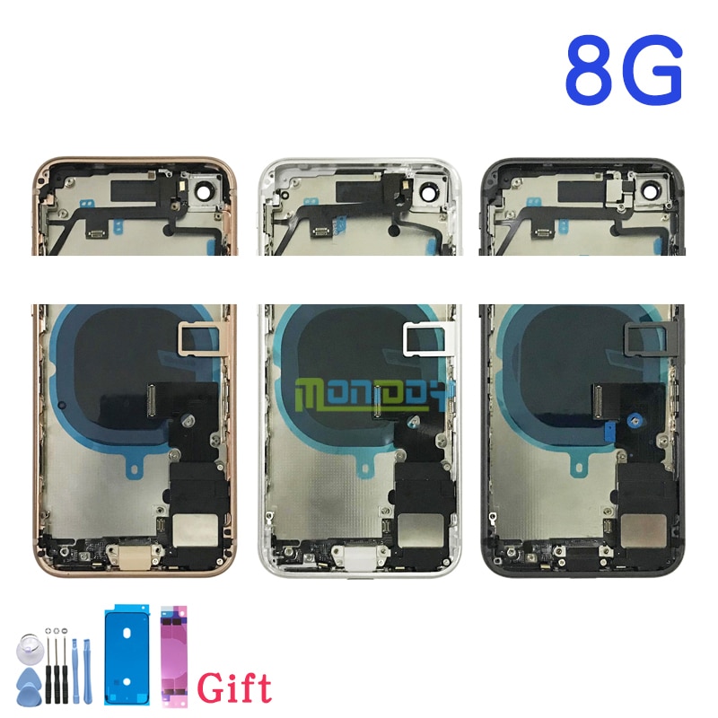 Full Back Cover For iphone 8 8G / 8 Plus Housing Battery Door Middle Chassis Frame Housings Assembly Door Rear with Flex Cable