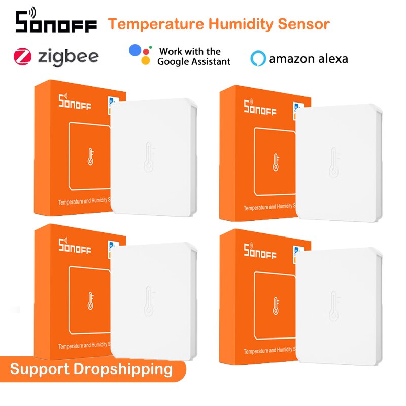 SONOFF-Sensor de temperatura y humedad SNZB-02 ZigBee, dispositivo para hogar inteligente, aplicación eWeLink, control en tiempo Real, funciona con Alexa y Google Home, 10 Uds.: 4 pieces