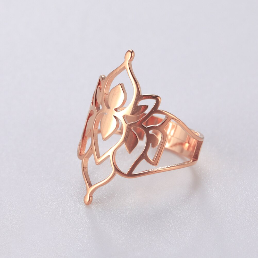 Skyrim Eenvoudige Knipsel Filigraan Bloem Ringen Voor Vrouwen Rvs Wedding Party Verstelbare Vintage Ring Sieraden