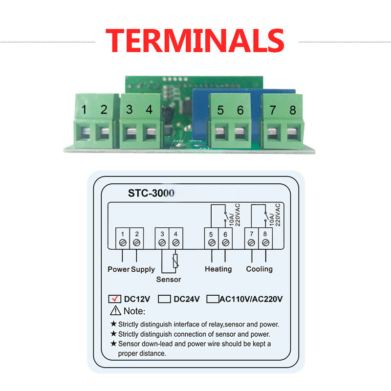 Stc -3000 12v ledet digital temperaturregulator termostatkontroll oppvarming kjølesensor fuktighetsmåler