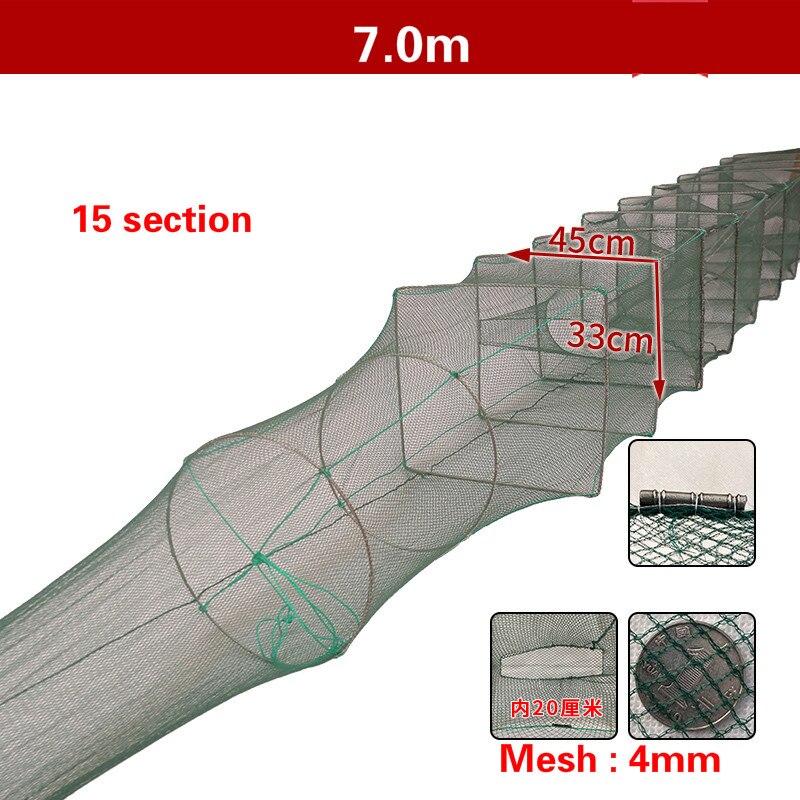 1.1m-20m Shrimp Cage Fishing Net Catcher Trap Foldable Crab Crayfish Lobster Fishing Net Cast Fishing Network Outdoor