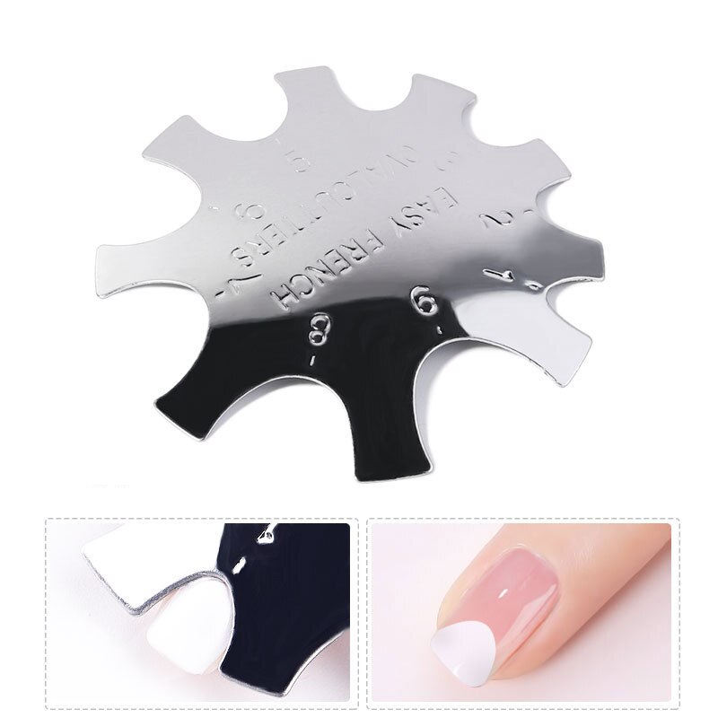 Pro 9 Sizes Easy French Smile Cut V Line almond shape Tips Manicure Edge Trimmer Nail Cutter Acrylic Pink White French Nails: 05-Silver-E