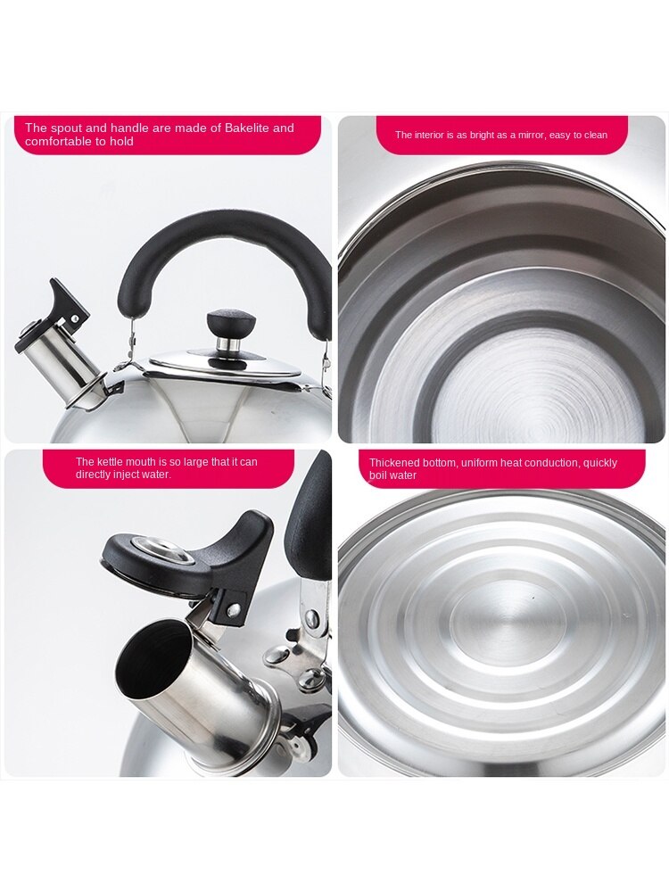 Large Capacity Kettle 304 Stainless Steel Whistle Kettle Household Induction Cooker Gas Stove Universal