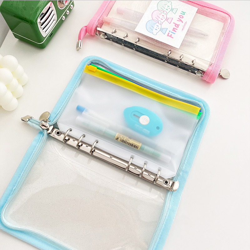 Losbladige Notebook Met Transparante Tussenlaag Draagbare Multipurpose Ritssluiting Handbook Notebook Shell Kantoor Schoolbenodigdheden