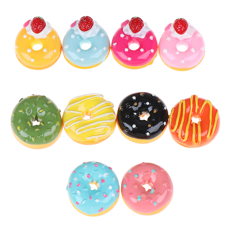 10Pcs Mini Spielen Lebensmittel Kuchen Keks Donut Kuchen Puppe Miniatur Pretend Spielzeug Regenbogen Kaffee Tasse Polymer Schleim Charme Modellierung ton DIY