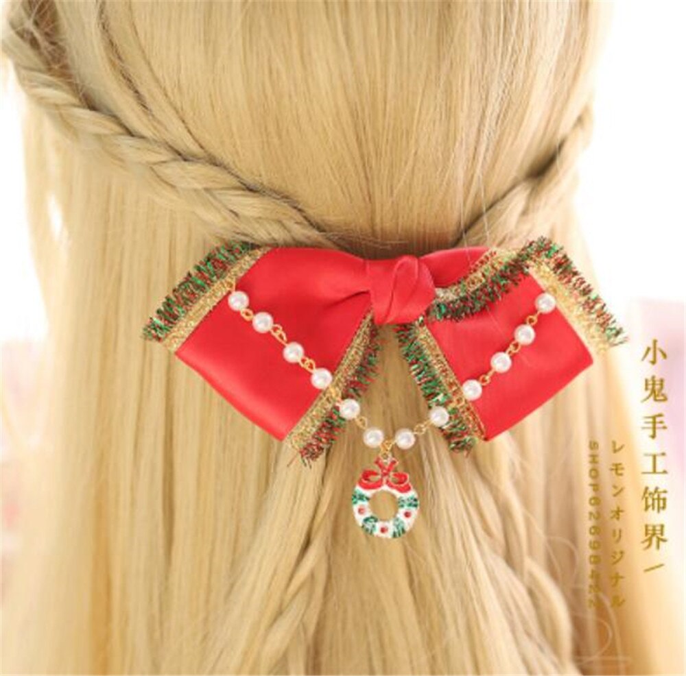 Kerst Kwastje Strik Trim Lolita Meisje Hoofddeksels Haar pin Kimono Badjas JK Haar Accessoires Decoratie Hoofdtooi B591