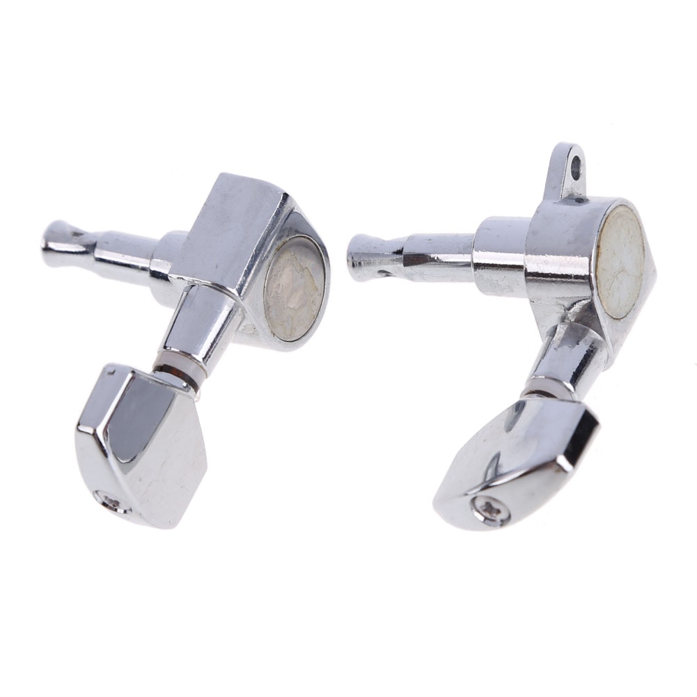 Een Set 6 Chrome Gitaar Opgesloten String Stemsleutels Key Tuners Machine Heads Akoestische Gitaar Lock Stijl