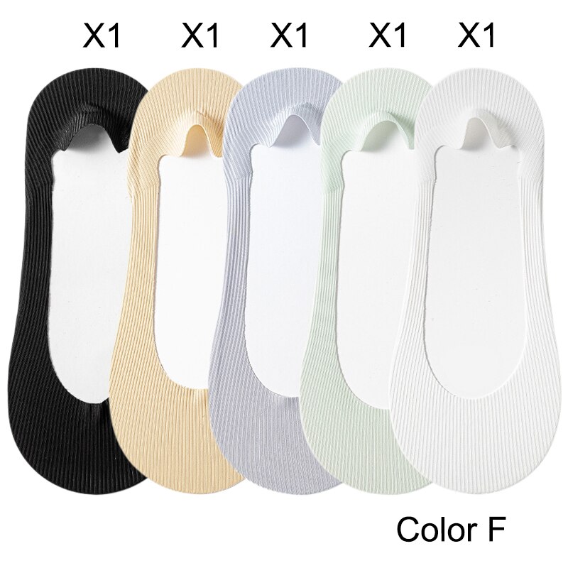 5 paar damessokken zomer ijszijde ademende pantoffels sokken onzichtbare effen kleur naadloze antislip sokken dames comfort: Goud