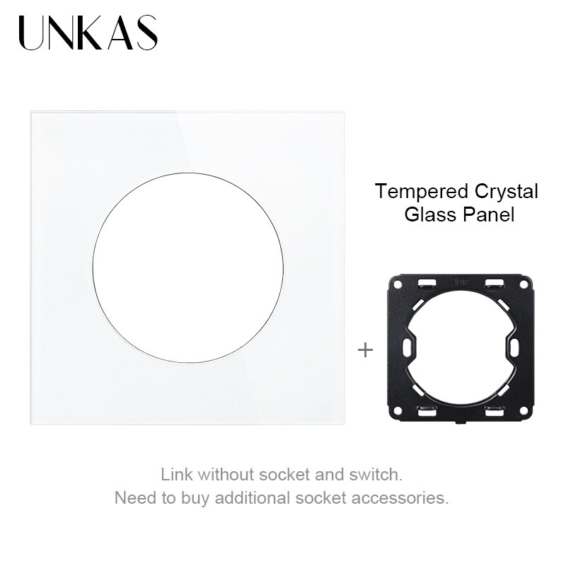 UNKAS Free Combination Single Gray Tempered Crystal Glass Panel Grey Modules DIY Matching For Wall Socket Switch: White 86 Panel