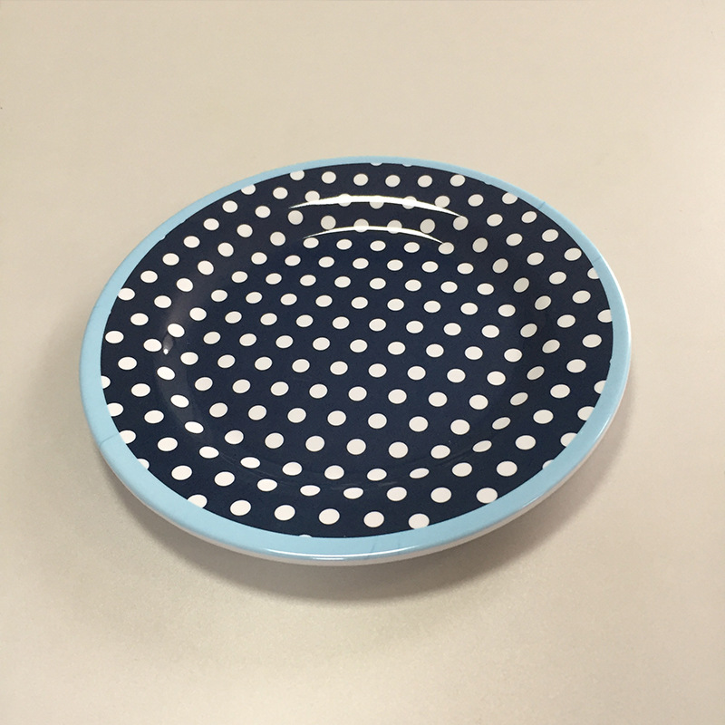 9 Inch Diner Platen Serving Cake Tray Imitatie Porselein Plaat Diner Fruitschaal Steak Gerechten Imiteren Keramiek Servies: 1-Dark Dot