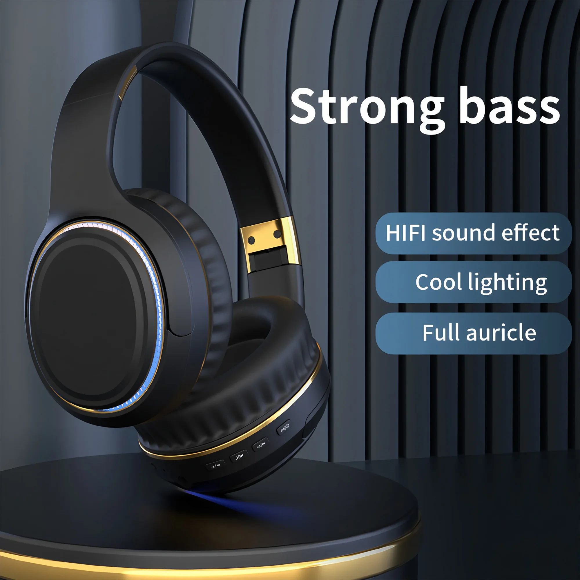 Auriculares Bluetooth supraaurales plegables inalámbricos Luz de respiración Opción con cable Juegos de PC Música