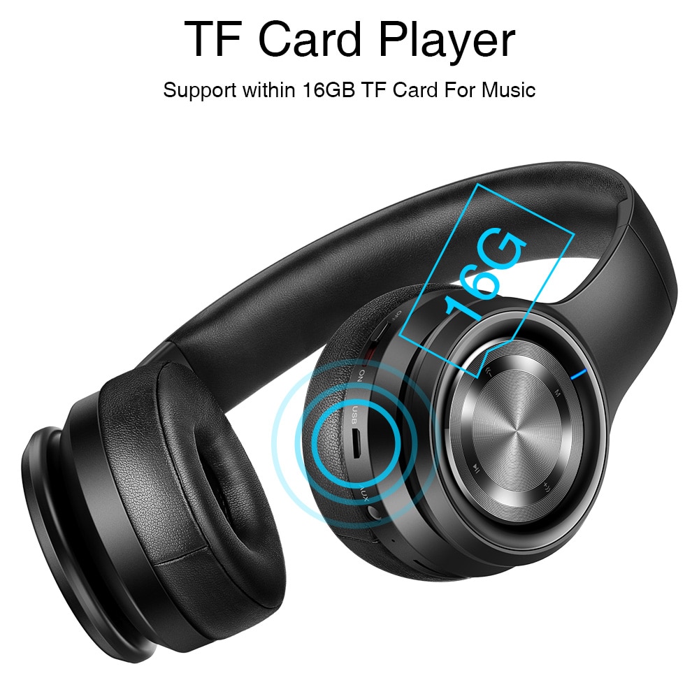 P26 trådløse hodetelefoner bluetooth hodetelefoner for mobiltelefon ios android hodetelefoner med mikrofonstøtte tf kort  mp3 spiller for pc tv