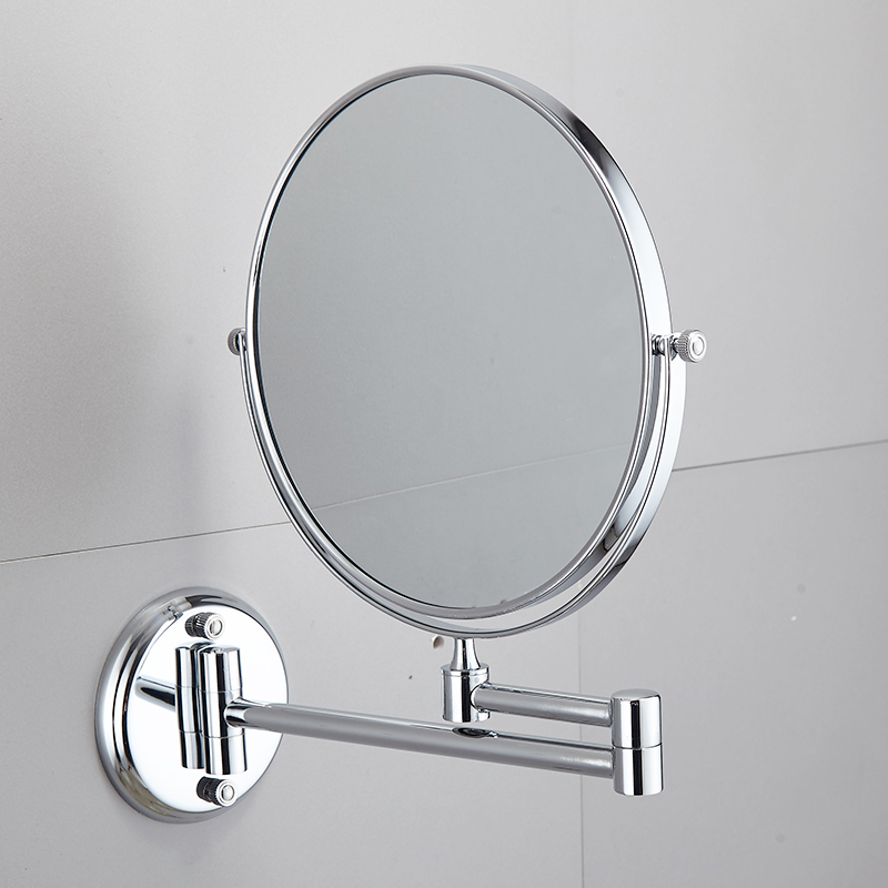 Wall Mirror Round Bathroom Makeup Mirror Stainless Steel Double Face Dressing Mirror Rotating Cosmetic Silver Make Up Tool