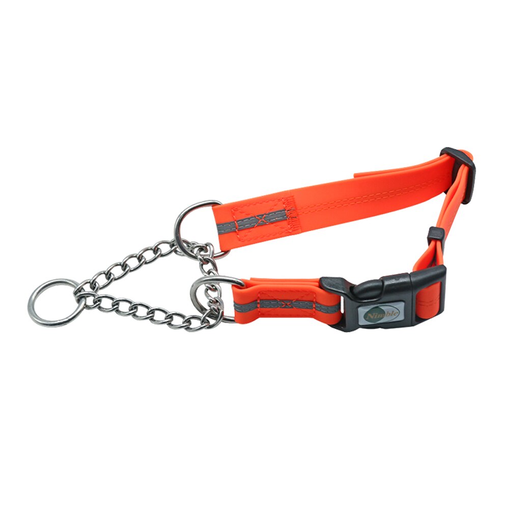 Hondenhalsband met ketting van pvc, reflecterend kussen, anti-bijt, verstelbare trainingshalsband voor grote en kleine honden, puppyproducten: Oranje / Ik