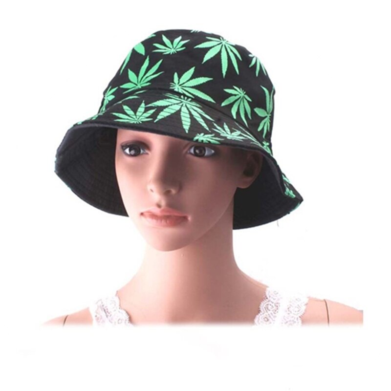 1 pièces unisexe feuille d'érable impression Panama seau chapeau femmes hommes rue Hip Hop casquette Couple plat été feuille casquettes pêcheur chapeaux