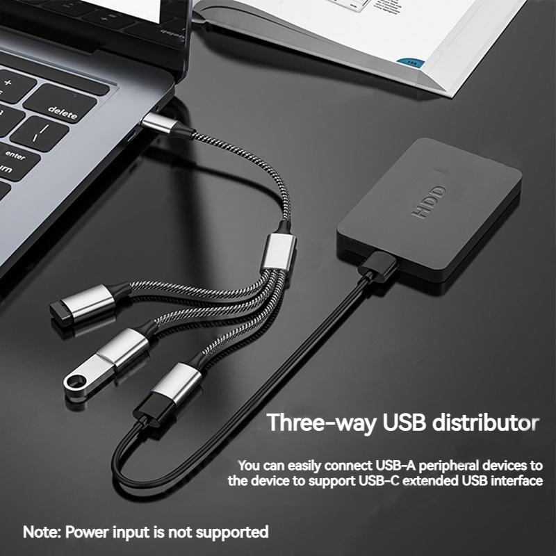 Câble séparateur OTG USB 4 ports Type C mâle vers 3 rallonge USB 2.0 femelle, adaptateur divisé d'alimentation de données Hub Port USB pour ordinateur portable