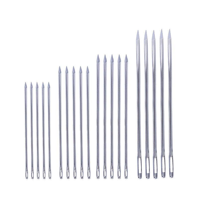 Agujas de coser de cuero hechas a mano, 4 tamaños, 44/52/58/70mm, agujas de acero inoxidable para bolsa de cuero de punto de cruz, 100 Uds.: Mix Size