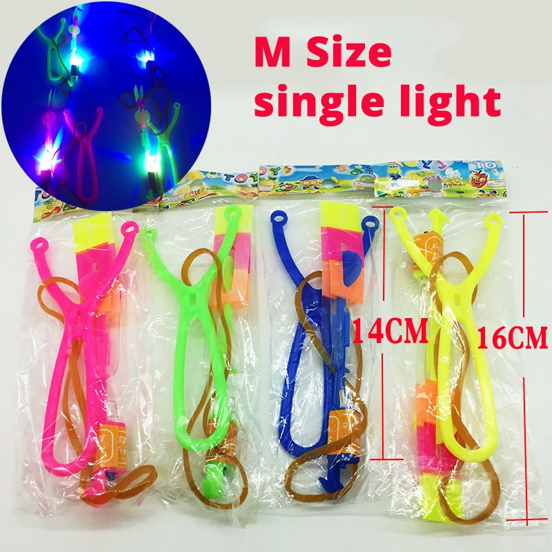 3pcs/lot Bamboo Dragonfly with light Shooting Rocket Flying parachute Sky UFO Outdoor night game toy for kid children: M size