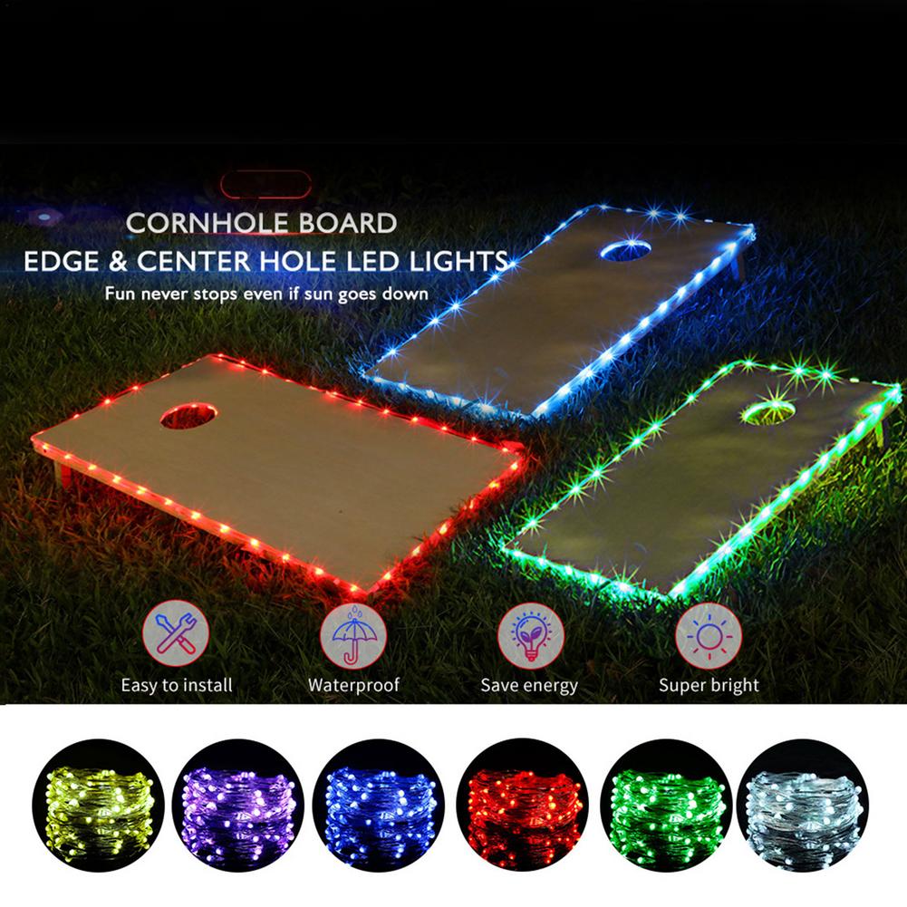 30/36 Cornhol Lights 16 Colors Change Cornhole Board Edge And Ring LED Lights With Remote Control Cornhole Games