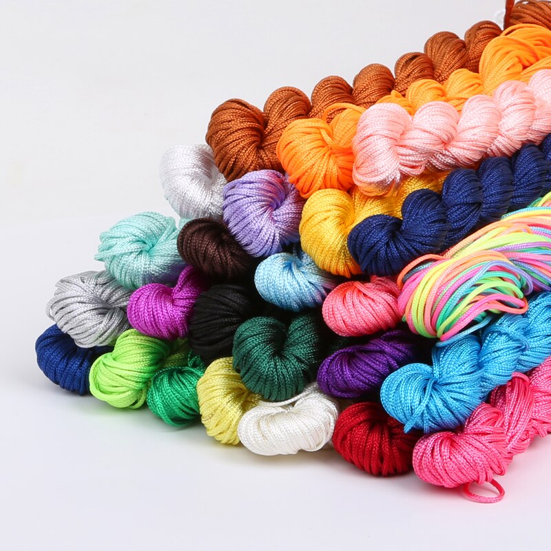 240 m/10 roll 1.0mm Nylon Koord Draad Chinese Knoop Macrame Rattail Willekeurige gemengde voor Mode Armband Gevlochten