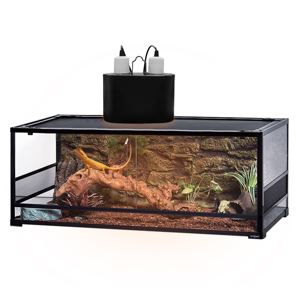 Dual Reptile Light Fixture for Reptile Dome Uvb Light Fixture Dual Lamp Cap Combo Integration Heat Lighting Lamp Kit