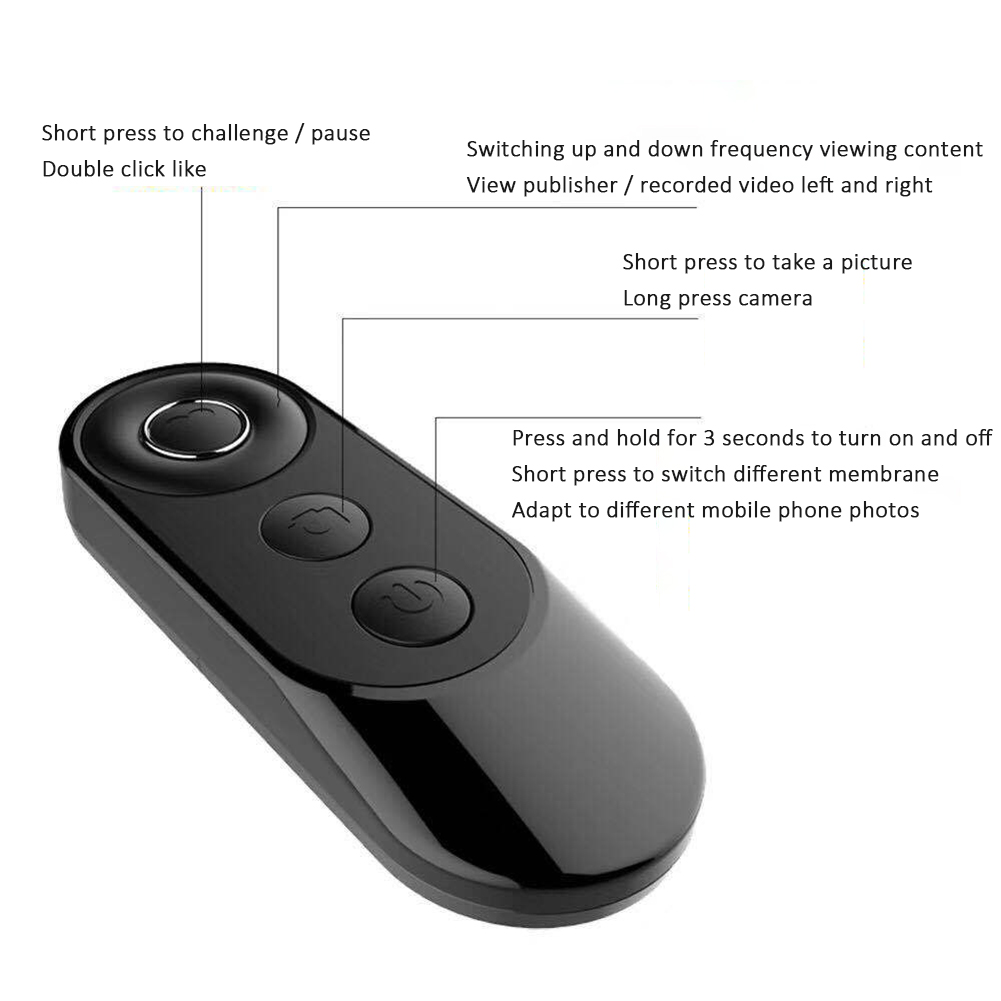 Mini Wireless Bluetooth-compatible Camera Shutter Selfie Photo Control Remote Shutter Release Button for TikTok Kwai Ebook APPs